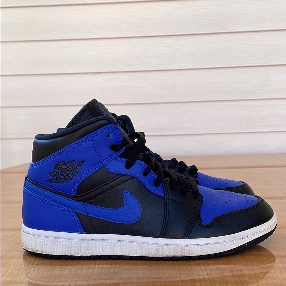 Air Jordan 1 Mid Black Royal Mens Shoes Size 8 NBA